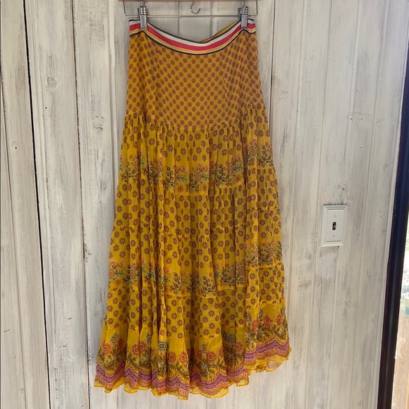 Anthropologie Yellow Floral Skirt - Picture 6 of 8